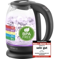 EMERIO Wasserkocher schnurlos Glas, Schwarz Fassungsvermögen: 1.7 l 2200