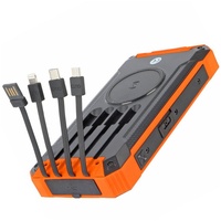 AccuCell 20000mAh Powerbank mit 4 Ladekabel, QI-Ladefunktion, Solar Panel,