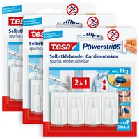 Tesa Powerstrips Vario-Gardinenhaken 3er Pack Weiß Inhalt: 12 St.