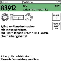 Industrial Quality Supplies ART 88912 Innensechskant Schrauben Kl. 100
