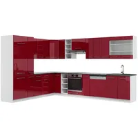 Vicco Winkelküche Fame-Line L-Form 257 x 347 cm Bordeaux