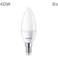 Philips LED Kerzenlampe 40W, E14 Sockel, matt, 6er Pack