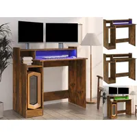 VidaXL Schreibtisch mit LEDs Räuchereiche 97x45x90 cm Holzwerkstoff
