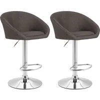 CLP 2er Set Barhocker Miami Stoff chrom/dunkelgrau
