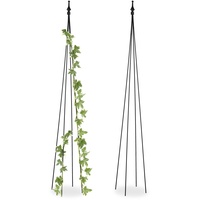 Relaxdays Rankhilfe Obelisk, 2er Set, HBT: 150x20x20 cm, Rankpyramide