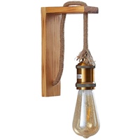 LINDBY Helou Holz-Wandlampe mit sichtbarer Fassung