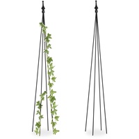 Relaxdays Rankhilfe Obelisk, 2er Set, HBT: 120x16x16 cm, Rankpyramide