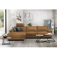 KAWOLA Sofa LOLA Ecksofa XL Stoff cognac mit motorischer