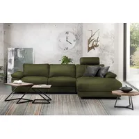 KAWOLA Sofa LOLA Ecksofa XL Stoff moosgrün mit motorischer