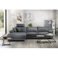 KAWOLA Ecksofa XL Lola Leder Recamiere links grau