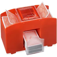 Relaxdays Kartenmischmaschine elektrisch, 4 Decks, Automatischer Kartenmischer, Spielkarten bis