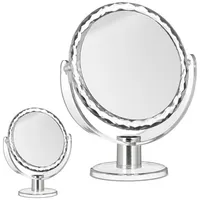Relaxdays 2 x Kosmetikspiegel Vergrößerung Silber,Transparent
