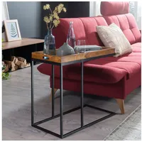 FineBuy Beistelltisch FB51465 Sheesham Holz / Metall 70 x
