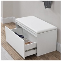 [en.casa]® Sitzbank »Degerfors« 80x39x45 cm mit Schublade Weiß