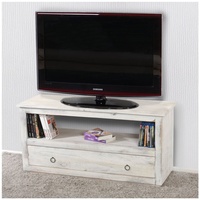 MCW TV-Rack Fernsehtisch Lowboard TV-Regal, Shabby-Look, Vintage ~ weiß