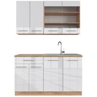 Vicco Singleküche Weiß 140 cm ohne Arbeitsplatte