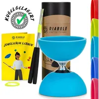 Diabolo Freizeitsport Jonglier-Set Pro (türkis) mit kugelgelagerter Achse. Handstäben