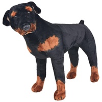 VidaXL Plüschtier Hund Rottweiler Stehend Plüsch Schwarz und Braun