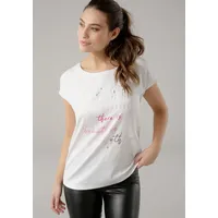 LAURA SCOTT Shirtbluse in weiß-pink | Gr.: 36