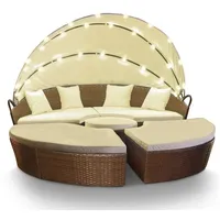 Swing&Harmonie LED - Sonneninsel Rattan Lounge Polyrattan Sitzgruppe Liege
