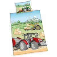 Herding Traktor Flanell-Bettwäsche Made in Green, 40x60 cm