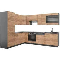 Vicco Eckküche Küchenzeile Einbauküche Fame-Line Anthrazit Eiche 227x287 cm