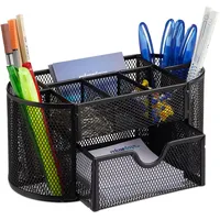 Relaxdays Schreibtisch-Organizer schwarz Metall 9 Fächer 22,0 x 11,0