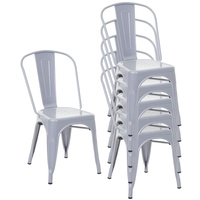 Mendler 6er-Set Stuhl HWC-A73, Bistrostuhl Stapelstuhl, Metall Industriedesign stapelbar