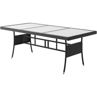 CASARIA Polyrattan Gartentisch Schwarz 190x90x75cm
