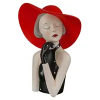 Gilde Deko Figuren - Skulpturen, Lady mit rotem Hut