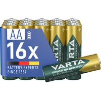 Varta Batterien AA, wiederaufladbar, 16 Stück, Akku, Power on