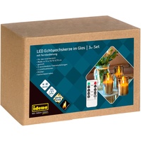 IDENA LED Kerzen im Glas 3 St. grau