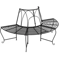VidaXL Baumbänke Halbrund 2 Stk. Ø159 cm Schwarz Stahl