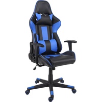 MCW Bürostuhl MCW-F84, Schreibtischstuhl Gamingstuhl Chefsessel Drehstuhl, Kunstleder schwarz/blau