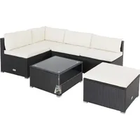 CASARIA Polyrattan Ecklounge schwarz/creme dicke Rückenpolster