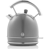 Swan Retro Elektrisch Wasserkocher 1,8L Vintage Abschaltautomatik Kabellos, Edelstahl,