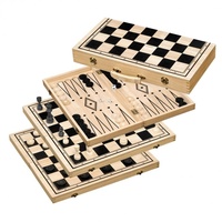 Philos 2519 - Schach-Backgammon-Dame-Set, Holz, Feld 50 mm, mit