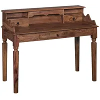 Wohnling Schreibtisch Massivholz Sheesham Sekretär 115 cm Landhausstil Naturholz