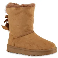 VAN HILL Damen Warm Gefütterte Winter Boots Stiefeletten Kunstfell
