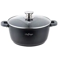 COFI Kochtopf Aluguss Glasdeckel Ø28cm Induktion Marmorbeschichtung Suppentopf Pfanne