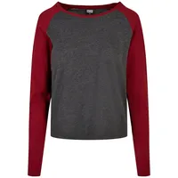 URBAN CLASSICS Longsleeves in charcoal/burgundy | Gr.: 3XL