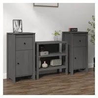VidaXL Sideboards 2 Stk. Grau 40x35x80 cm Massivholz Kiefer