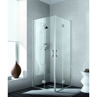 Kermi Liga Eckeinstiegshälfte Pendel-Falttür LI2CL123201AK 123x200cm, silber mattglanz, ESG