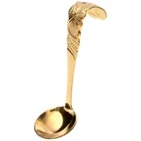 Gräwe ostfriesischer Sahnelöffel, Edelstahl, Serie Rosendekor, gold