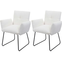 Mendler 2er-Set Esszimmerstuhl HWC-K34, Küchenstuhl Polsterstuhl Stuhl Armlehne, Bouclé