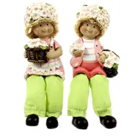 Ellug 2er Set Blumenkinder Blumenhut Kantenhocker Schlenkerbeine Frühling 13cm