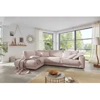 KAWOLA Sofa MADELINE Ecksofa Cord rosa Recamiere links -