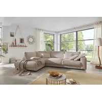 KAWOLA Sofa MADELINE Ecksofa Cord taupe Recamiere links -