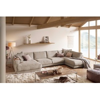 KAWOLA Wohnlandschaft U-Form Madeline Cord Longchair links taupe