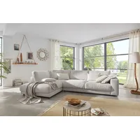 KAWOLA Sofa MADELINE Ecksofa Cord hellgrau Recamiere links -